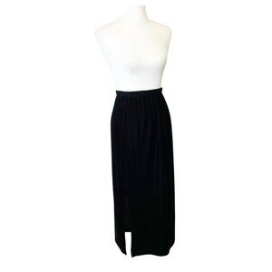 Briggs Black Velour Velvet Midi Maxi Skirt Women’s Size Small Petite Pull On